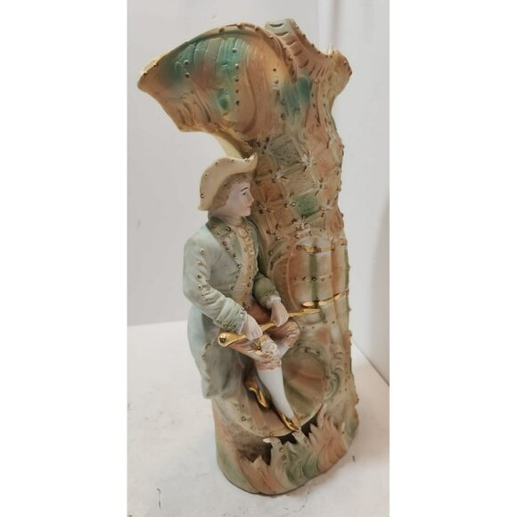 Antique 19th Century French Bisque Porcelain Victorian Man Spill Vase Figurine - Picture 10 of 16